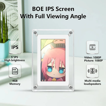 5 Inch Acrylic Digital Photo Frame - 4G Memory Battery 